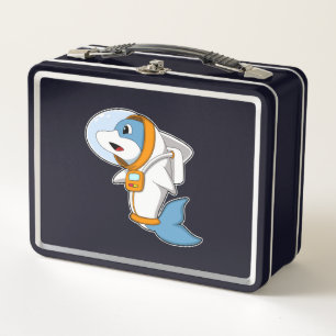 Dolphin as Astronaut with Costume Metal Lunch Box