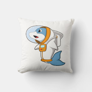 Dolphin as Astronaut with Costume Throw Pillow