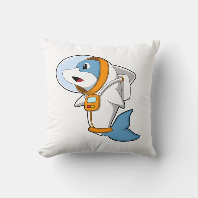 Dolphin as Astronaut with Costume Throw Pillow (Front)