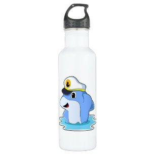 Dolphin as Captain with Hat 710 Ml Water Bottle