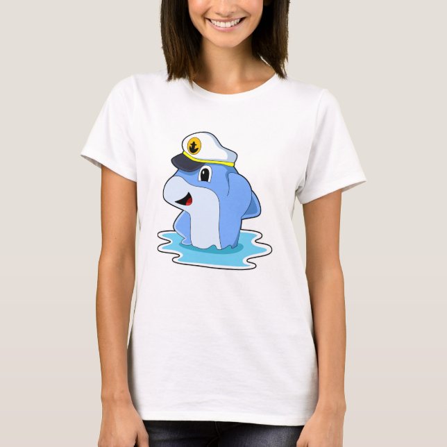 Dolphin as Captain with Hat T-Shirt (Front)