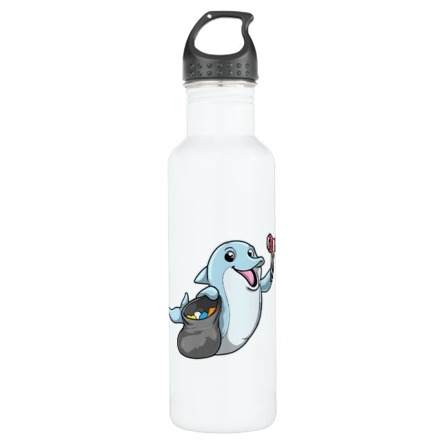 Dolphin as Cleaner with Trash bag 710 Ml Water Bottle (Front)
