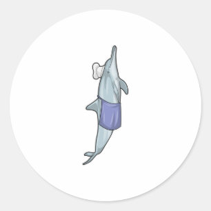 Dolphin as Cook with Chef hat Classic Round Sticker
