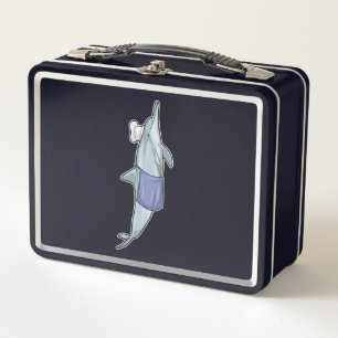 Dolphin as Cook with Chef hat Metal Lunch Box