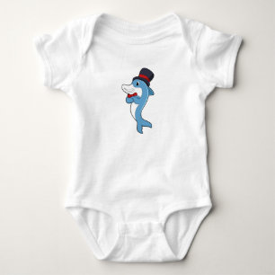 Dolphin as Gentleman with Hat Baby Bodysuit