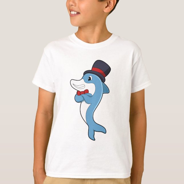 Dolphin as Gentleman with Hat T-Shirt (Front)