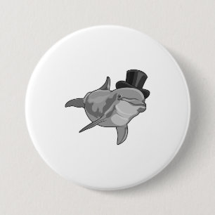 Dolphin as Gentleman with Top hat 3 Inch Round Button