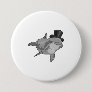Dolphin as Gentleman with Top hat 3 Inch Round Button