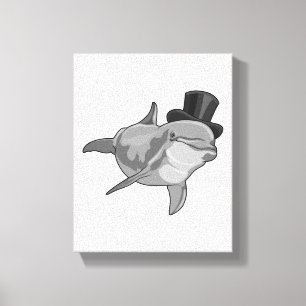 Dolphin as Gentleman with Top hat Canvas Print