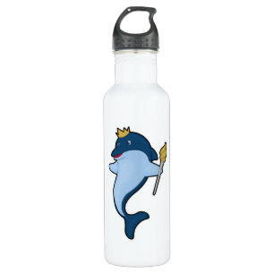 Dolphin as King with Staff & Crown 710 Ml Water Bottle
