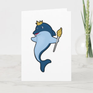 Dolphin as King with Staff & Crown Card
