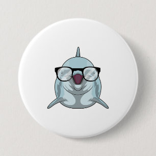Dolphin as Nerd with Glasses 3 Inch Round Button
