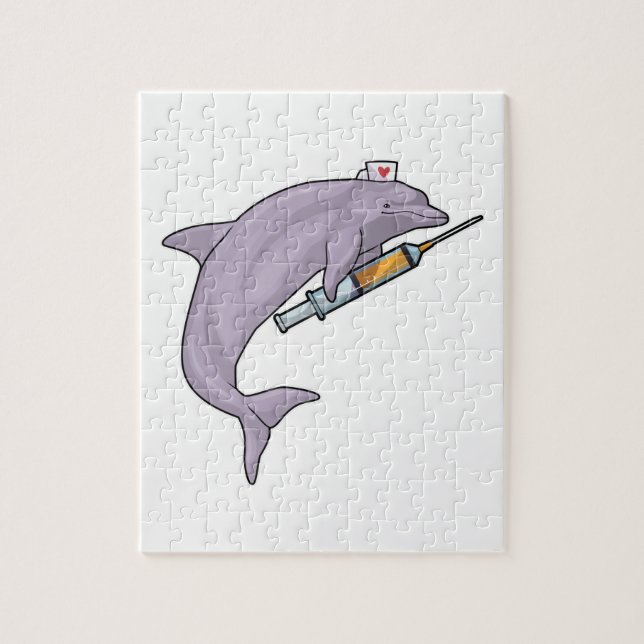 Dolphin as Nurse with Syringe Jigsaw Puzzle (Vertical)
