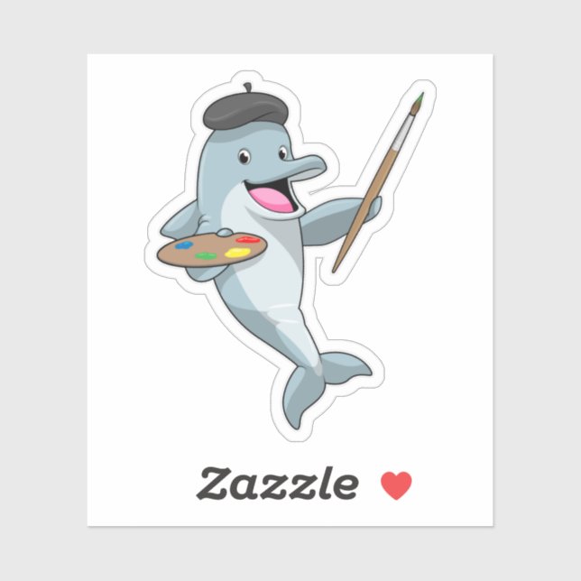 Dolphin as Painter with Paint brush & Colour (Sheet)