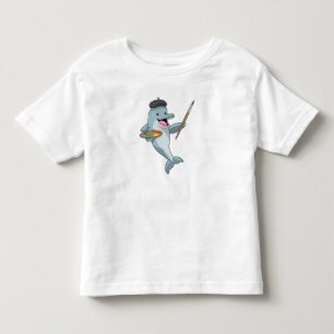 Dolphin as Painter with Paint brush & Colour Toddler T-shirt