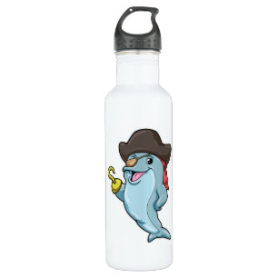 Dolphin as Pirate with Eye patch & Hooked hand 710 Ml Water Bottle