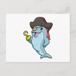 Dolphin as Pirate with Eye patch & Hooked hand Postcard