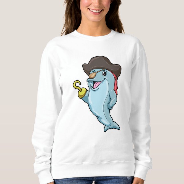 Dolphin as Pirate with Eye patch & Hooked hand Sweatshirt (Front)