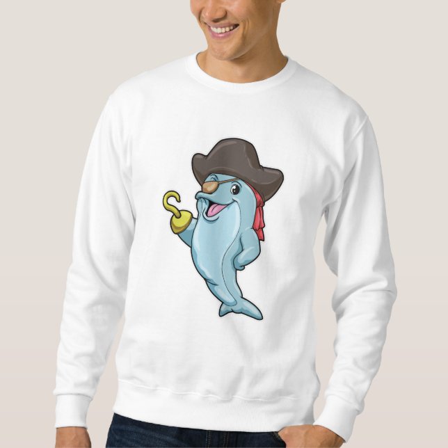 Dolphin as Pirate with Eye patch & Hooked hand Sweatshirt (Front)