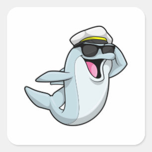 Dolphin as Policeman with Police hat Square Sticker