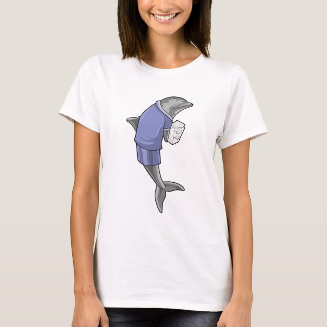 Dolphin as Secretary with Stack of paper T-Shirt (Front)