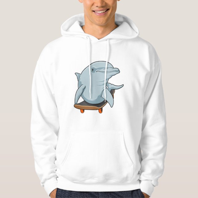 Dolphin as Skater with Skateboard Hoodie (Front)