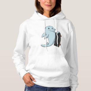 Dolphin as Skater with Skateboard Hoodie