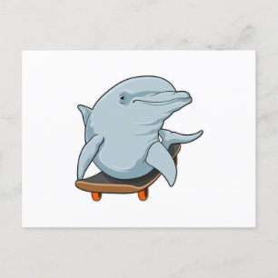 Dolphin as Skater with Skateboard Postcard