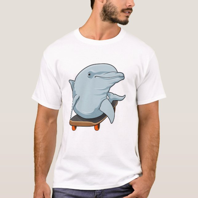 Dolphin as Skater with Skateboard T-Shirt (Front)