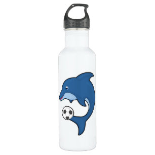 Dolphin as Soccer player with Soccer ball 710 Ml Water Bottle