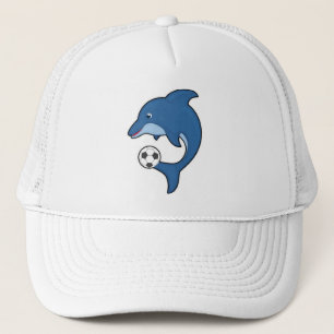 Dolphin as Soccer player with Soccer ball Trucker Hat