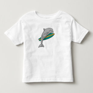 Dolphin as Surfer with Surfboard Toddler T-shirt