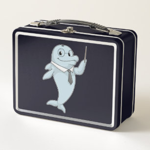 Dolphin as Teacher with Pointer Metal Lunch Box