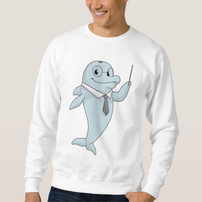 Dolphin as Teacher with Pointer Sweatshirt (Front)