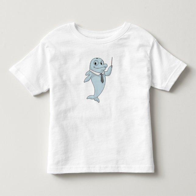 Dolphin as Teacher with Pointer Toddler T-shirt (Front)