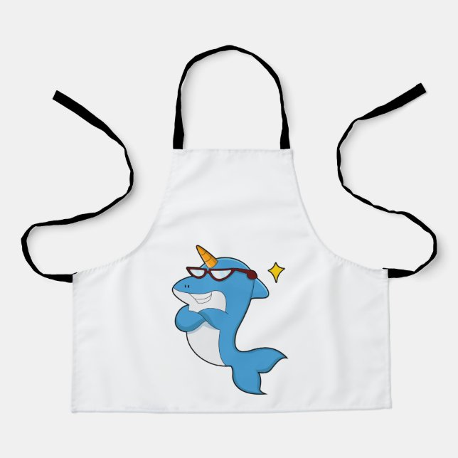 Dolphin as Unicorn with Glasses.PNG Apron (Front)