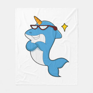 Dolphin as Unicorn with Glasses.PNG Fleece Blanket