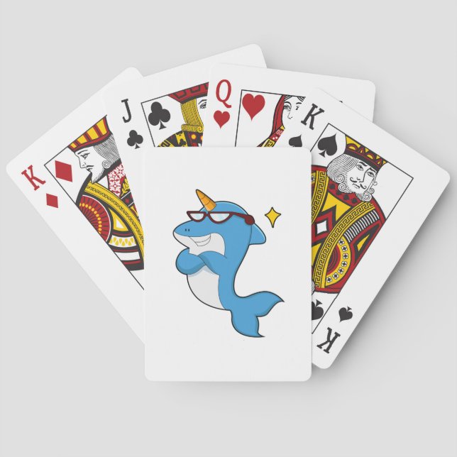Dolphin as Unicorn with Glasses.PNG Playing Cards (Back)