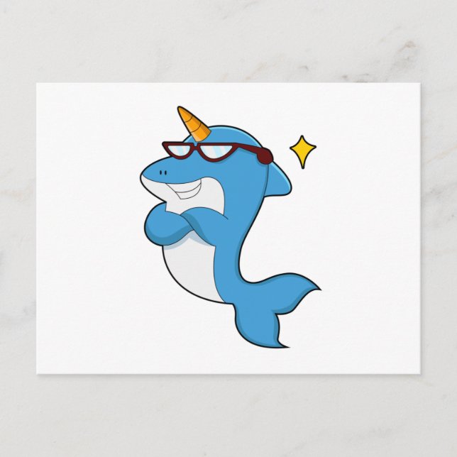 Dolphin as Unicorn with Glasses.PNG Postcard (Front)