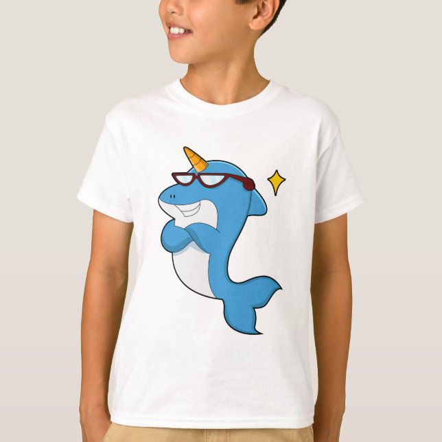Dolphin as Unicorn with Glasses.PNG T-Shirt (Front)