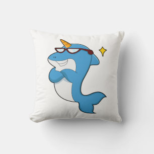 Dolphin as Unicorn with Glasses.PNG Throw Pillow