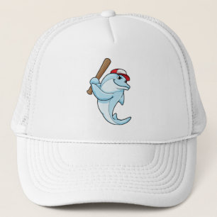 Dolphin at Baseball as Batsman Trucker Hat