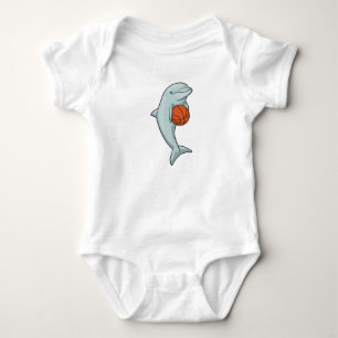 Dolphin at Basketball Sports Baby Bodysuit