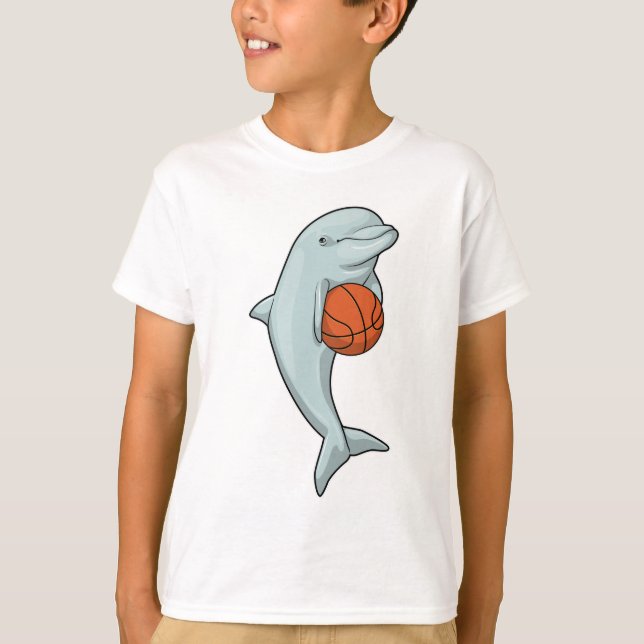 Dolphin at Basketball Sports T-Shirt (Front)