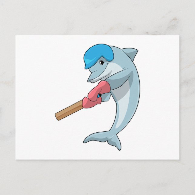 Dolphin at Cricket with Cricket bat Postcard (Front)