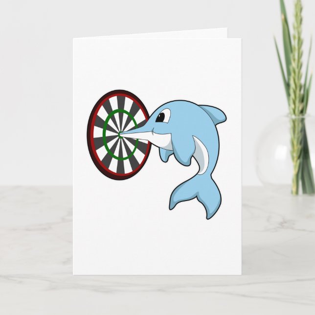 Dolphin at Darts with Dartboard Card (Front)