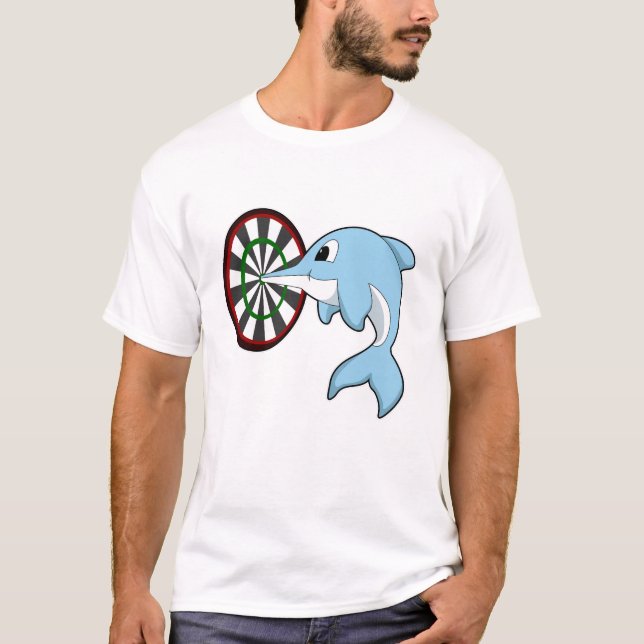 Dolphin at Darts with Dartboard T-Shirt (Front)
