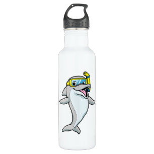 Dolphin at Diving with Snorkel 710 Ml Water Bottle