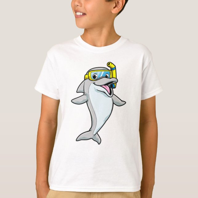 Dolphin at Diving with Snorkel T-Shirt (Front)