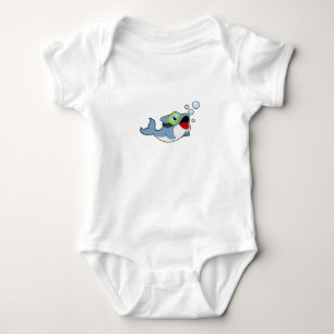 Dolphin at Diving with Water bubbles.PNG Baby Bodysuit